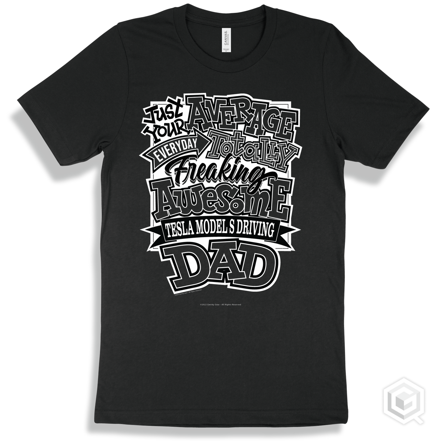 Black T-shirt - Just Your Average Tesla Model S Driving Dad Design