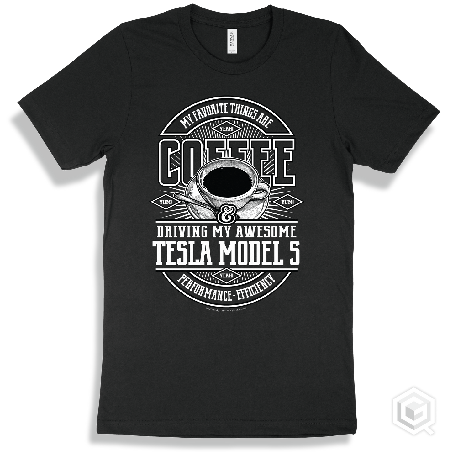 Black T-shirt - My Favorite Things Are Coffee and Driving My Awesome Tesla Model S Design