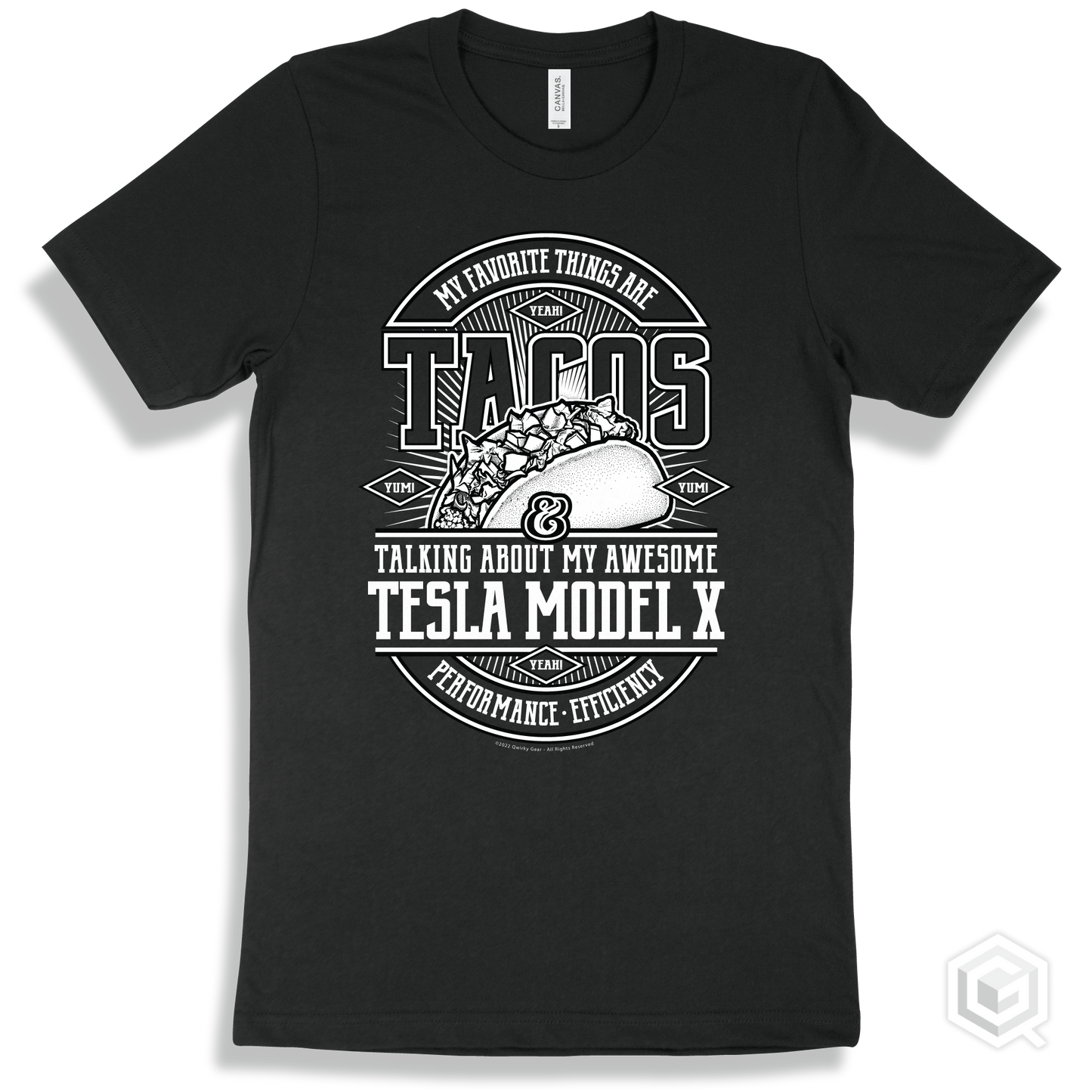 Black T-shirt - My Favorite Things Are Tacos and Talking About My Awesome Tesla Model X Design