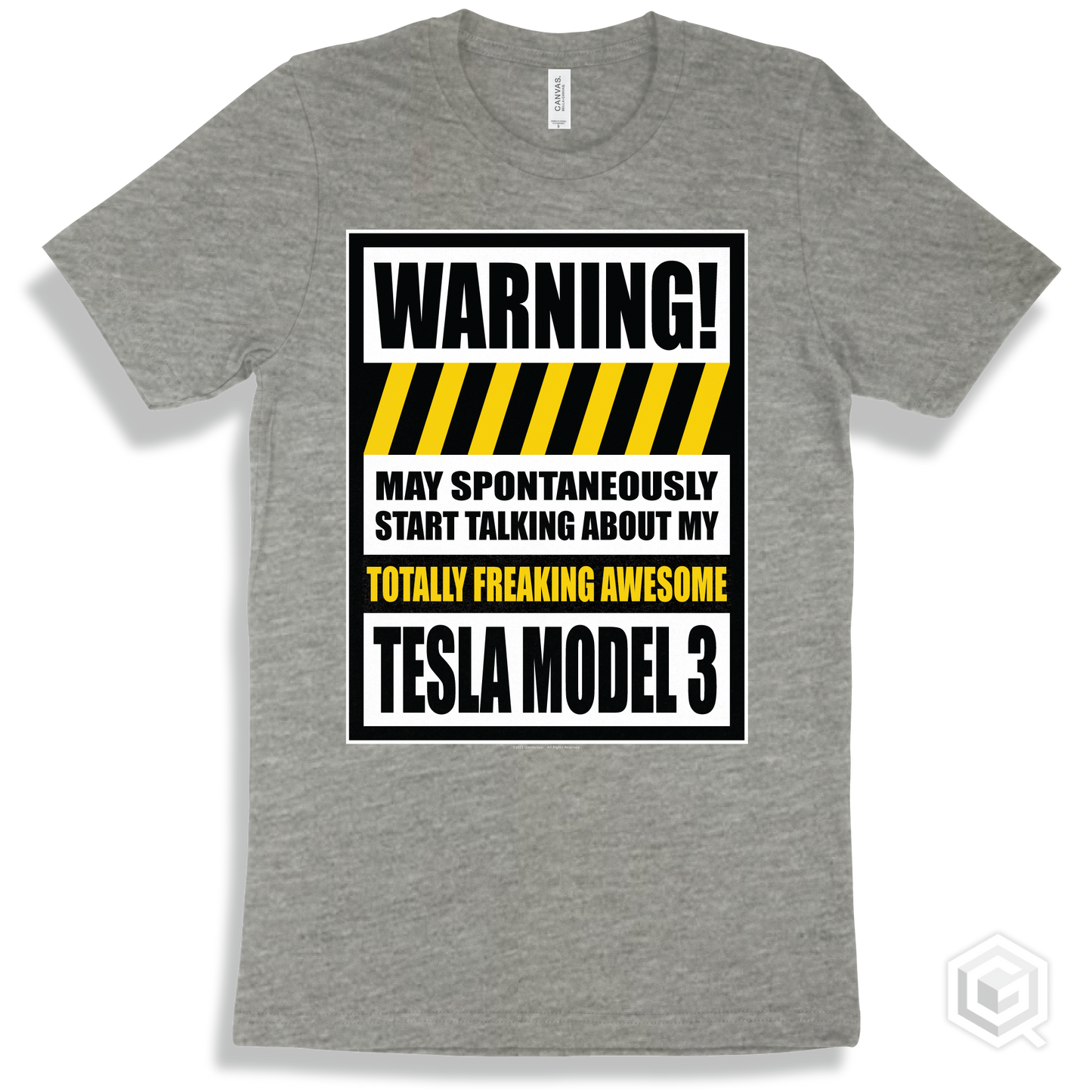 Athletic Heather T-shirt - Tesla Model 3 Warning Design