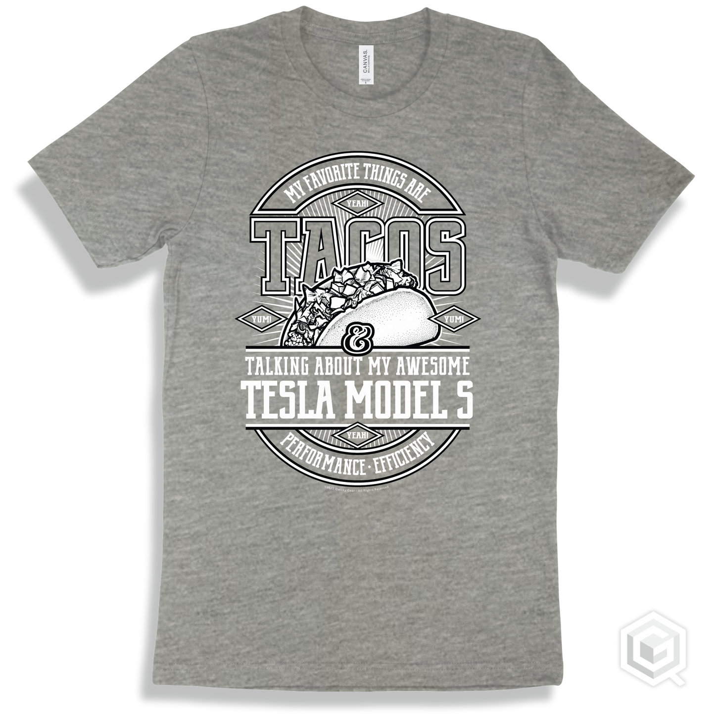 Athletic Heather T-shirt - My Favorite Things Are Tacos and Talking About My Awesome Tesla Model S Design