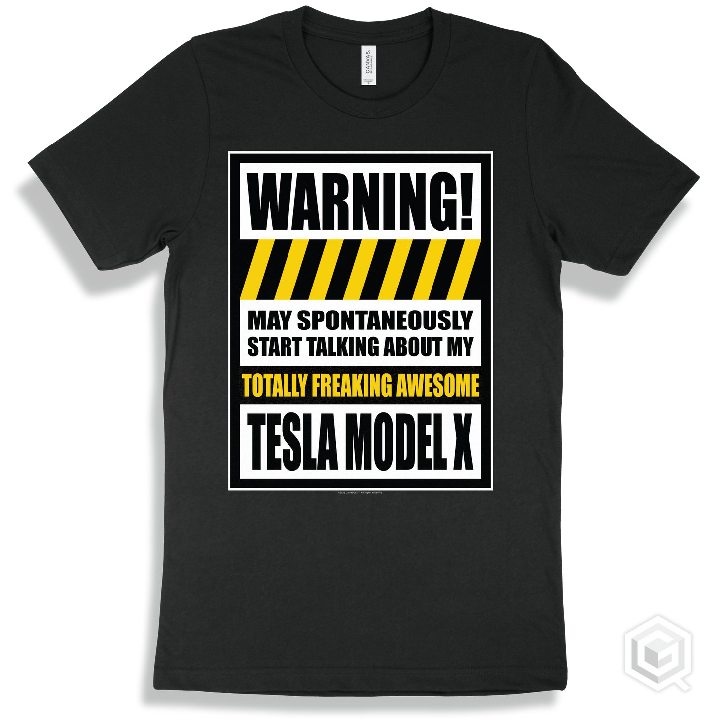 Black T-shirt - Tesla Model X Warning Design