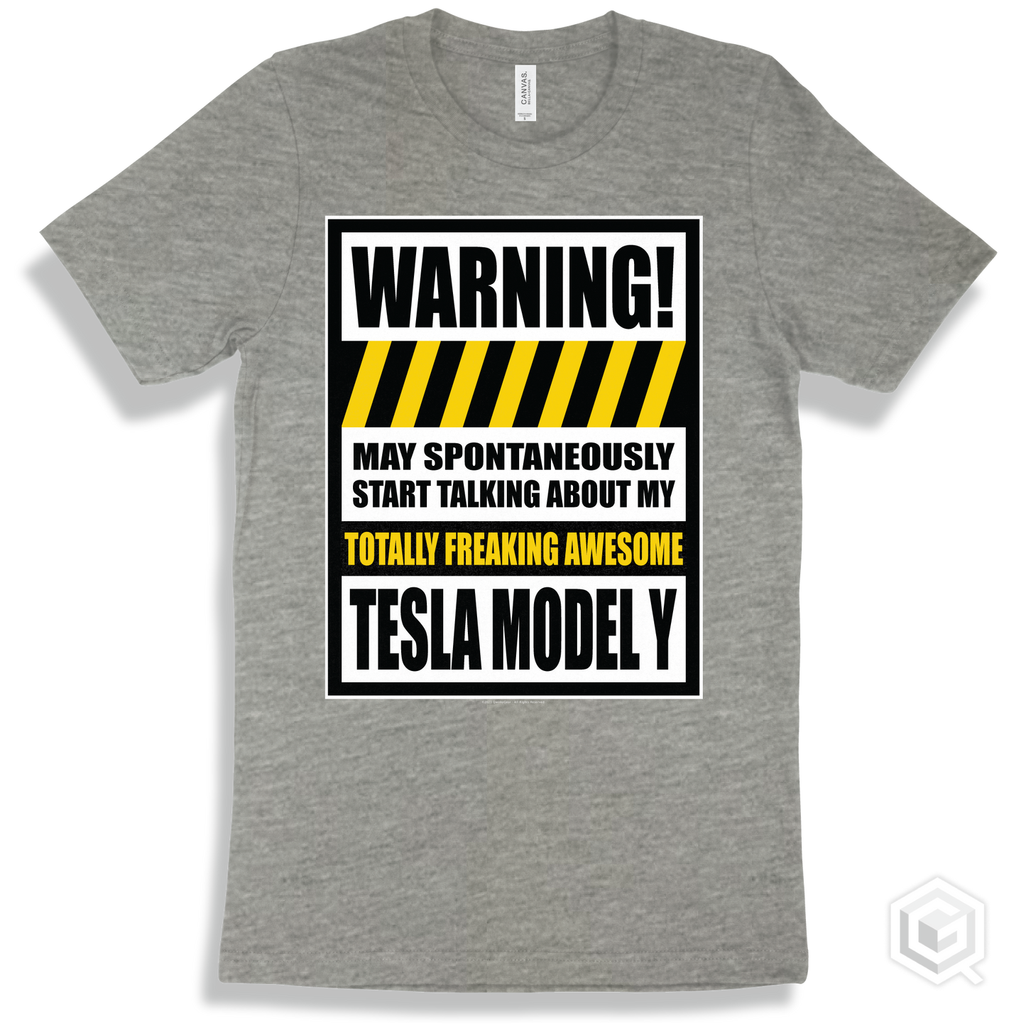 Athletic Heather T-shirt - Tesla Model Y Warning Design